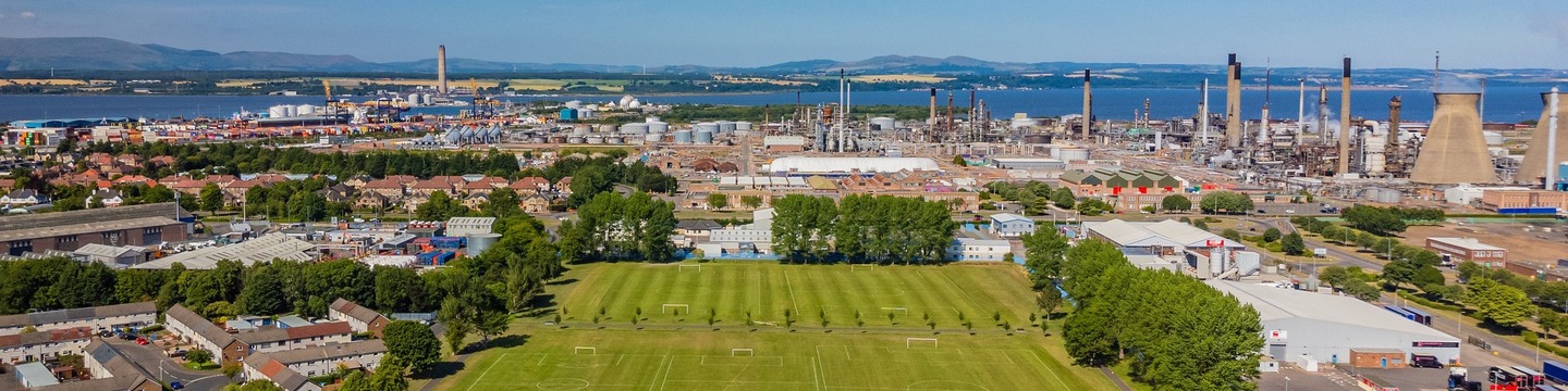 Ariel view of Inchyra Park and docks.